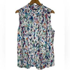 NYDJ Sleeveless High Neck Blouse White Size x-large